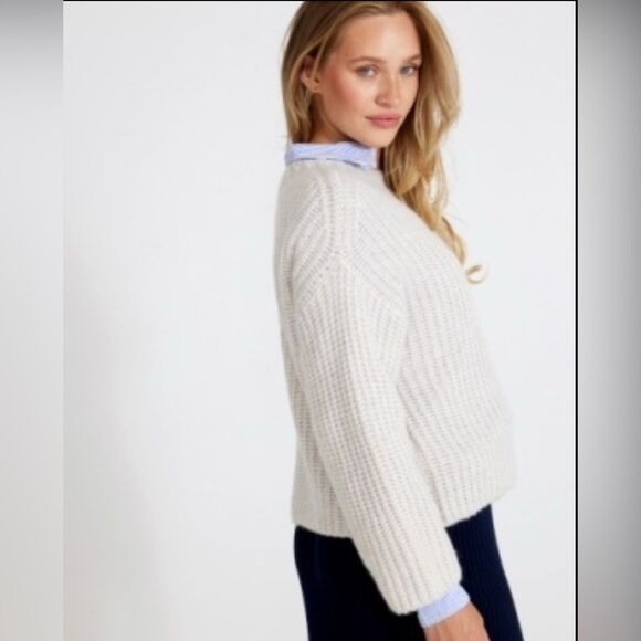 Holebrook Sweden Cajsa Ribbed Merino Wool Blend Sweater Sand Shell small petite - Picture 2 of 12